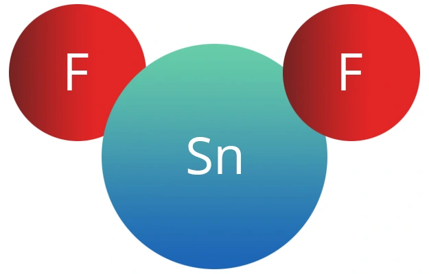 Diagram showing stannous fluoride molecule.