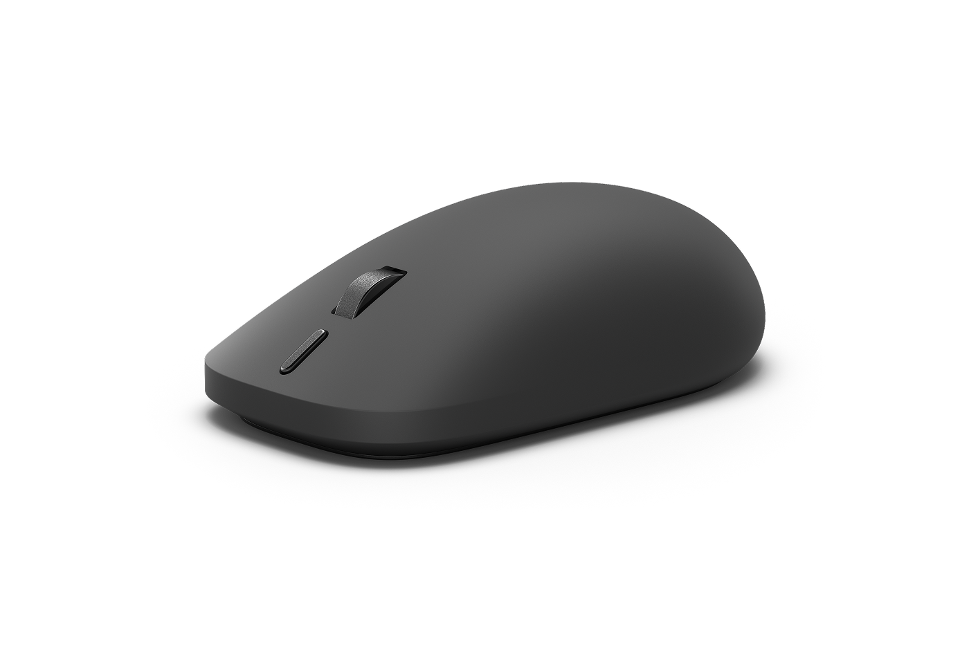 Image of a black mouse on a table in a gray background
