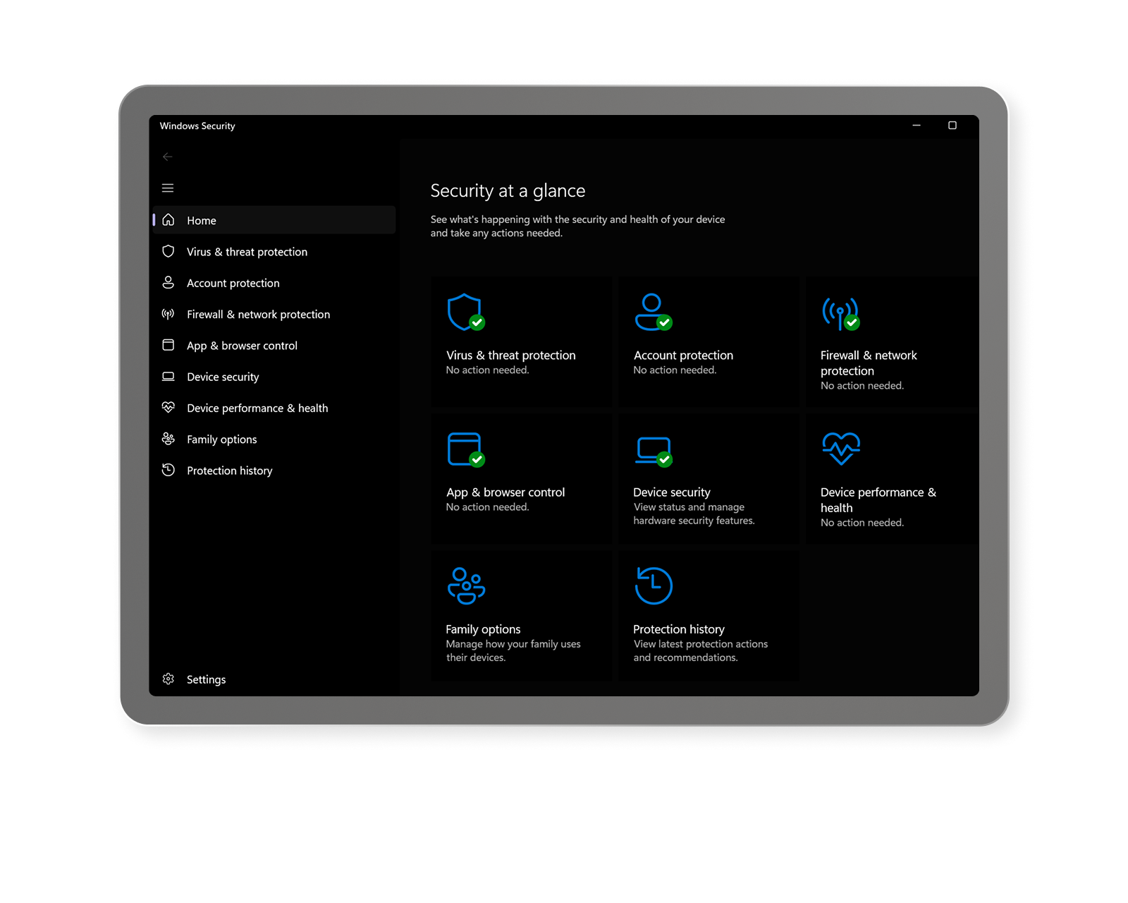 An illustration of the Windows Security dashboard
