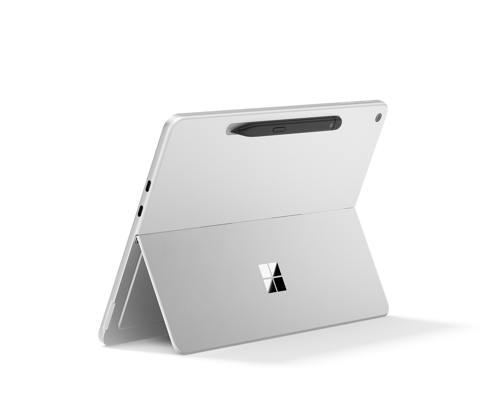 Image of a Platinum Surface Pro facing the rear
