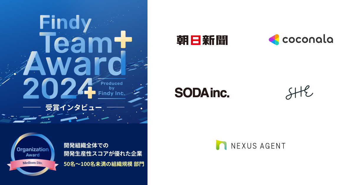 【Findy Team+ Award 2024受賞インタビュー】 開発組織全体での開発生産性スコアが優れた組織（50名〜100名未満の組織規模 部門） 