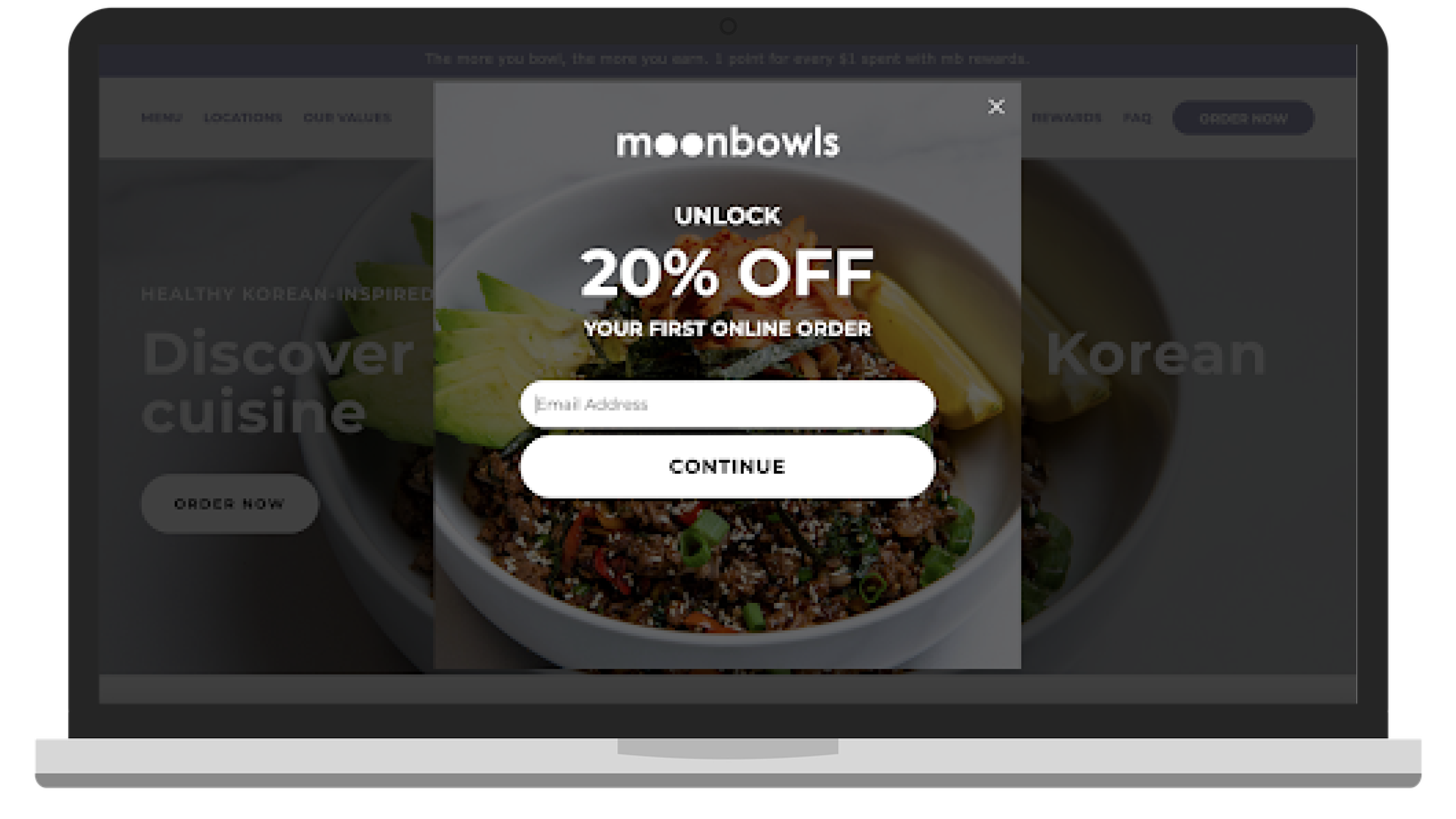 Moonbowls example of online ordering incentives.