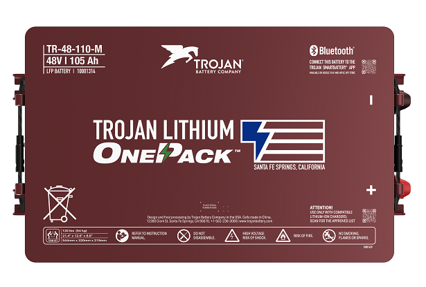 Trojan Battery’s 48V OnePack utilizes iron phosphate, the safest widely available lithium-ion chemistry. 