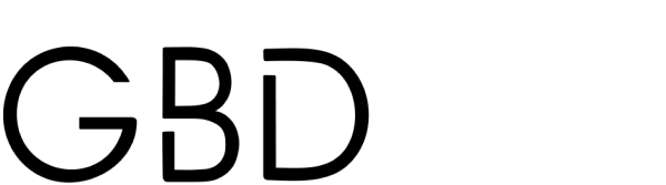 A rounded black text logo 'GBD'