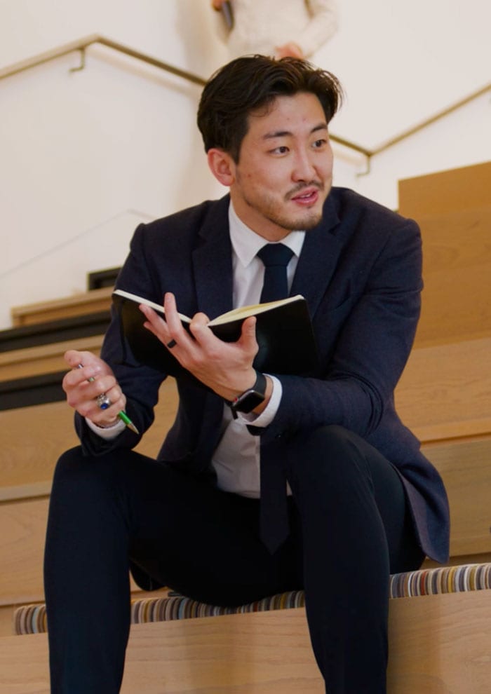 Office worker in a public meeting area