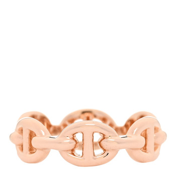 HERMES 18K Rose Gold PM Chaine d'Ancre Enchainee Ring 49 4.75
