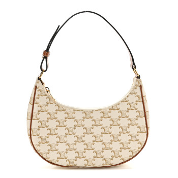  CELINE Canvas Calfskin Ava Triomphe Shoulder Bag White