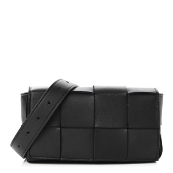  BOTTEGA VENETA Nappa Maxi Intreccio The Belt Cassette Bag Black