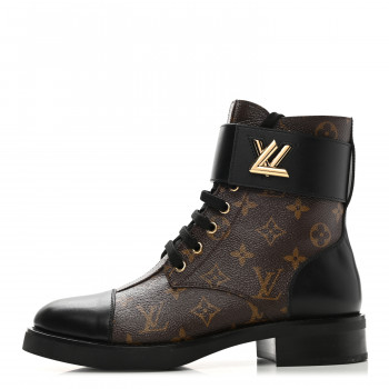 Louis Vuitton Calfskin Monogram Wonderland Flat Ranger Boots Black