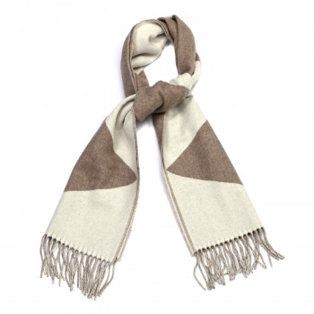 HERMES Cashmere Casaque Zig Zag Muffler Etoupe Ivory