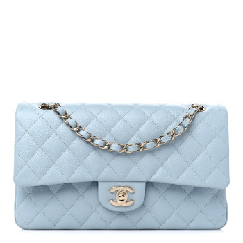 Chanel double flap medium bag in light blue