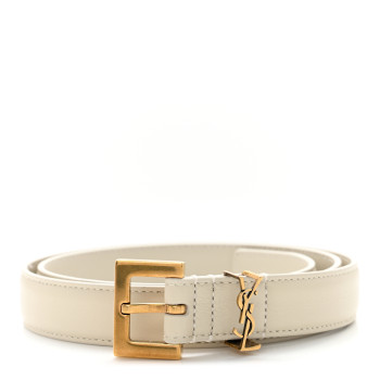 Saint Laurent leather belt in white with gold tone hardware