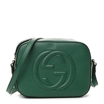 GUCCI Pebbled Calfskin Small Soho Disco Bag Emerald Green