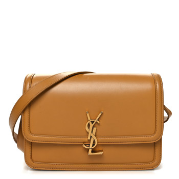 Saint Laurent Box Calfskin Monogram Medium Solferino Satchel Mustard