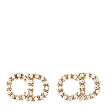 CHRISTIAN DIOR Strass Crystal CD Earrings Gold