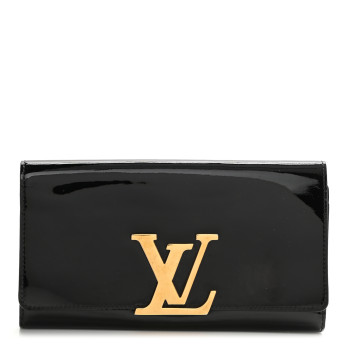 LOUIS VUITTON Patent Louise Clutch Black