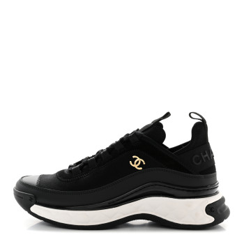 Chanel Velvet Calfskin Mixed Fibers CC Sneakers in Black