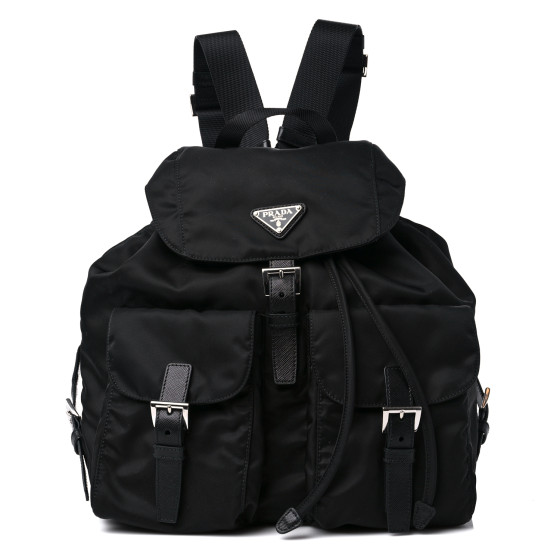  PRADA Tessuto Nylon Saffiano Medium Backpack Black