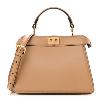 FENDI Shiny Nappa Petite Peekaboo I SEE U Satchel Miele Scuro