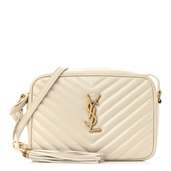 Saint Laurent Calfskin Matelasse Monogram Lou Camera Bag Crema Soft