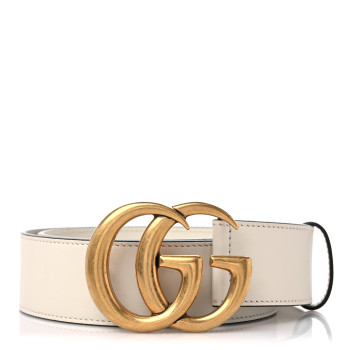  GUCCI Calfskin Double G 40mm Belt 80 32 Mystic White