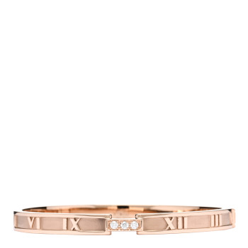  TIFFANY 18K Rose Gold Diamond Atlas Closed Hinged Bangle Bracelet