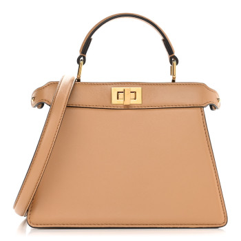 FENDI Shiny Nappa Petite Peekaboo I SEE U Satchel Miele Scuro