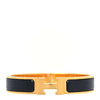Hermes black and gold Clic Clac H bracelet