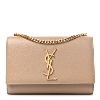 SAINT LAURENT Grain De Poudre Small Monogram Kate Satchel Dark Beige