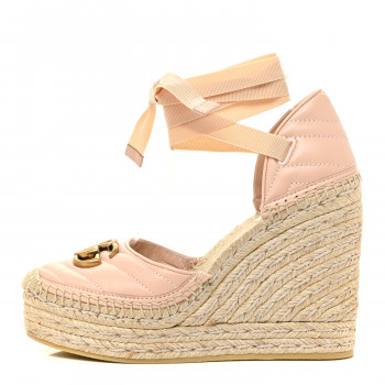 Gucci Nappa Matelasse GG Marmont Ankle Wrap Platform 35/120mm Espadrille Wedges in Skin Rose