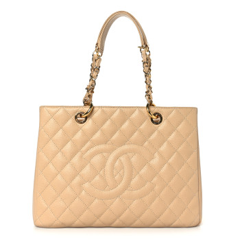 CHANEL Caviar Quilted Grand Shopping Tote Beige