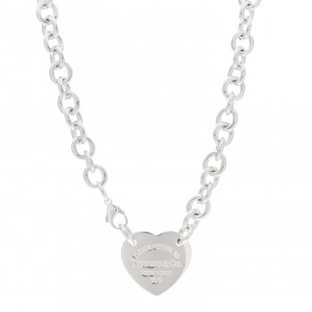 a silver Tiffany Return to Tiffany heart shaped pendant chain necklace