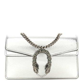 Gucci Metallic Calfskin Super Mini Dionysus Shoulder Bag Silver