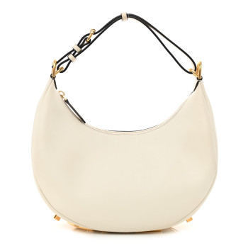  FENDI Vitello Grace Matte Small Fendigraphy Hobo Bag White Ice