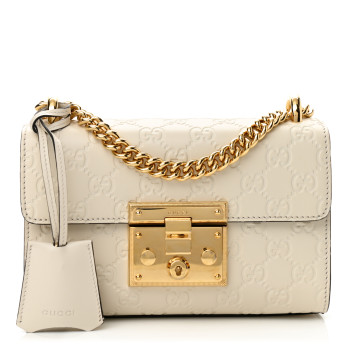 GUCCI Guccissima Small Padlock Shoulder Bag White