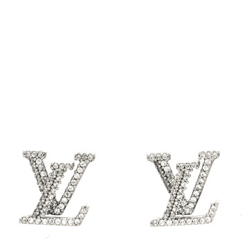 Louis Vuitton silver tone logo stud earrings