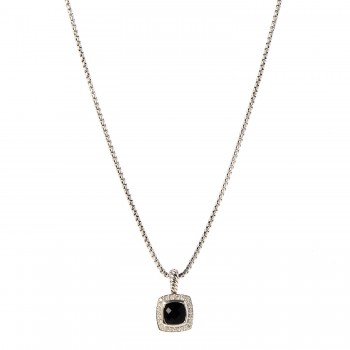 DAVID YURMAN Sterling Silver Diamond Black Onyx 7mm Petite Albion Necklace