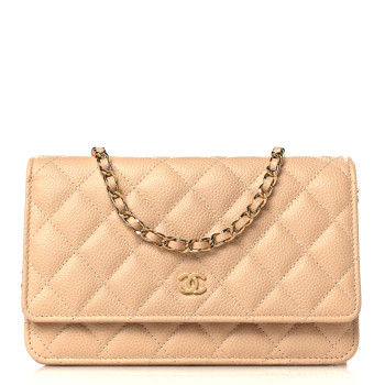 Chanel beige wallet on chain bag
