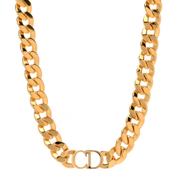 CHRISTIAN DIOR Metal Danseuse Etoile Chain Choker Necklace Gold