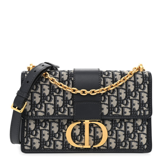 CHRISTIAN DIOR Oblique 30 Montaigne Chain Flap Bag Blue