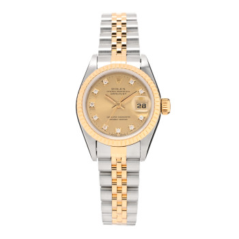 Rolex Stainless Steel 18K Yellow Gold Diamond 26mm Oyster Perpetual Datejust Watch Champagne 69173