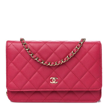 bright pink Chanel WOC wallet on chain bag