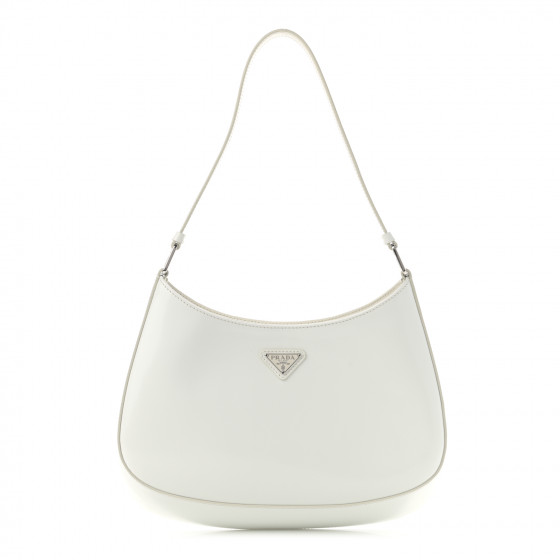  PRADA Brushed Calfskin Cleo Shoulder Bag White