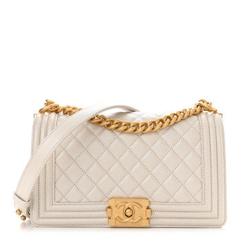 Chanel Caviar Quilted Medium Boy Flap White