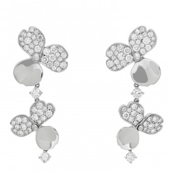 TIFFANY Platinum Diamond Paper Flowers Cluster Drop Earrings