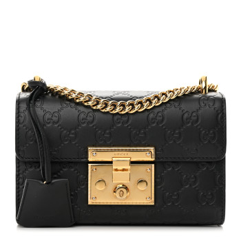 GUCCI Guccissima Small Padlock Shoulder Bag Black