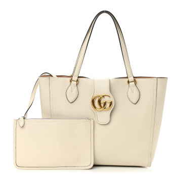  GUCCI Calfskin New Sakai Lux Small Dahlia Tote Mystic White