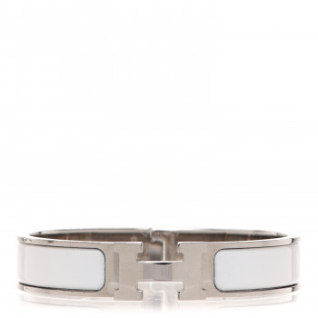 HERMES Enamel Narrow Clic Clac H Bracelet PM White