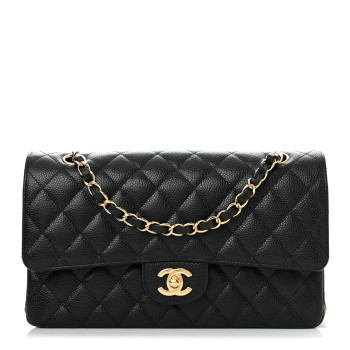 Chanel quilted caviar medium double flap bag