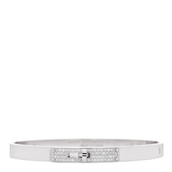 HERMES 18K White Gold Diamond PM Kelly Pave Bracelet ST